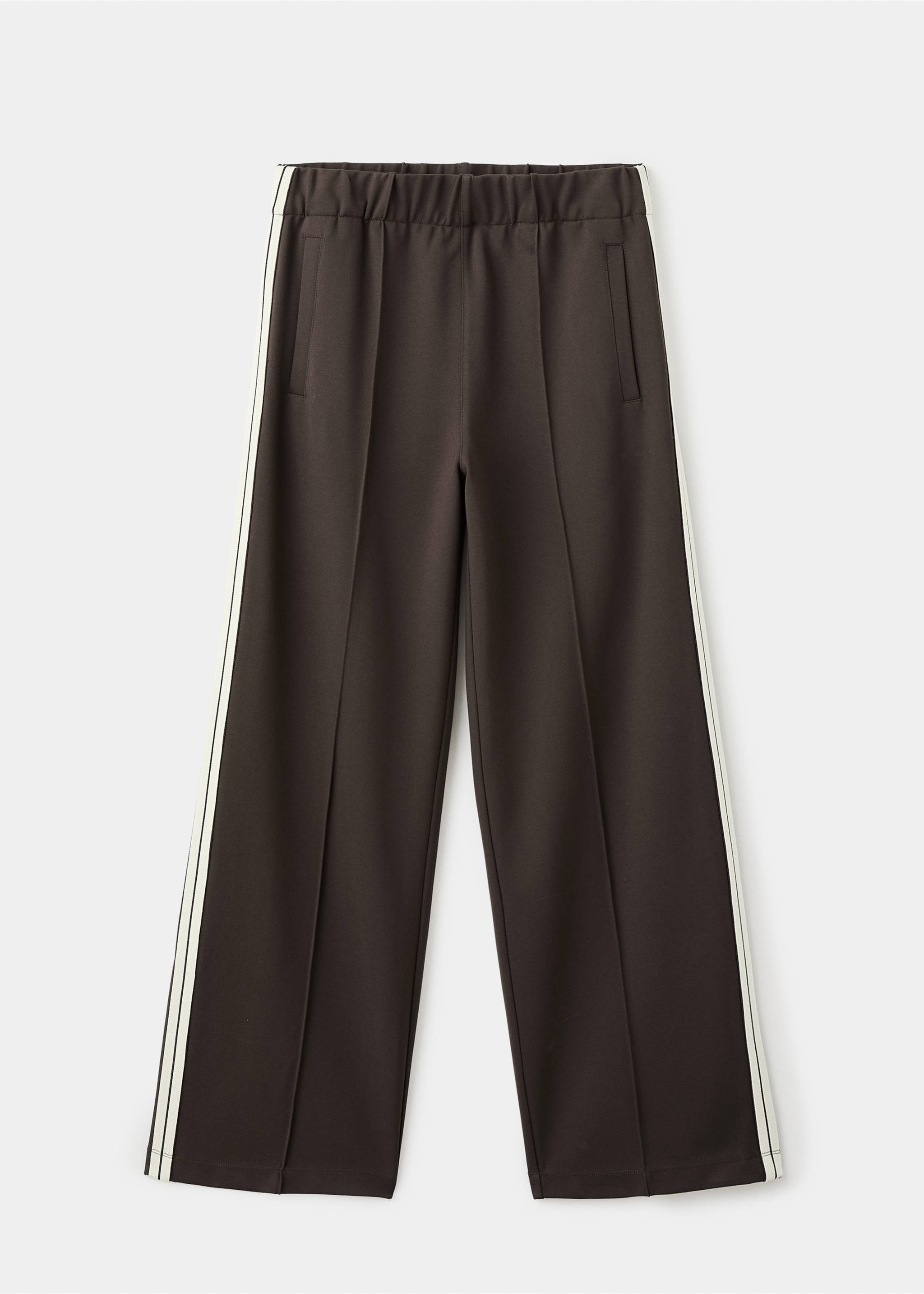 Contrast stripe straight trousers - Article without model, Brown. Ref: 27053306-00.