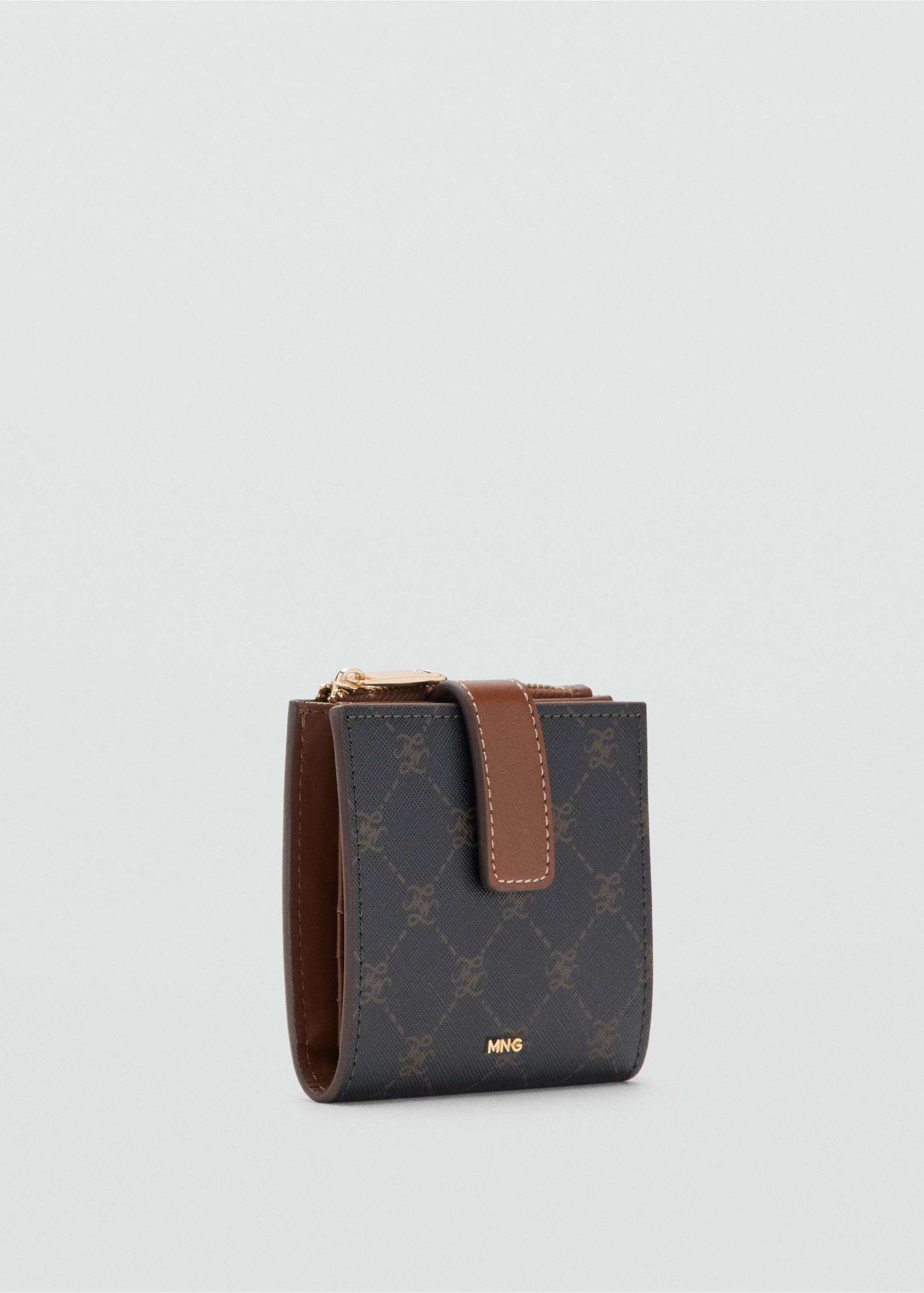 Portofel mic cu logo jacard - Plan mediu, Maro. Ref: 27053307-00.