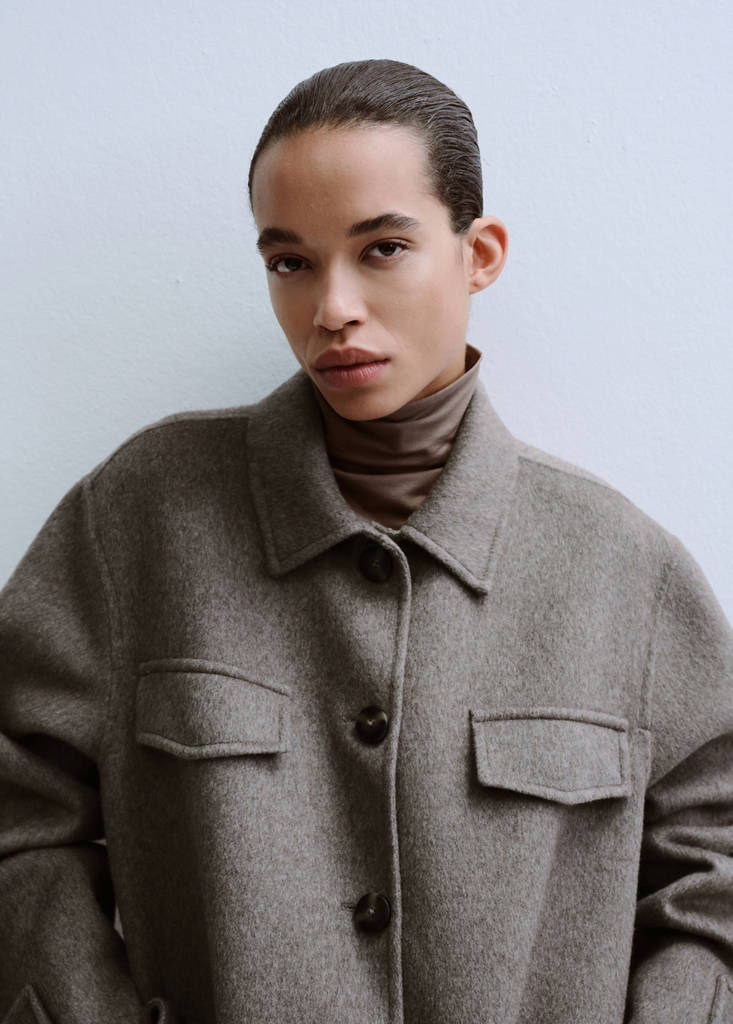 Wool jacket with pockets — Medium Brown