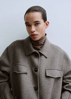 Wool jacket with pockets — Medium Brown 1