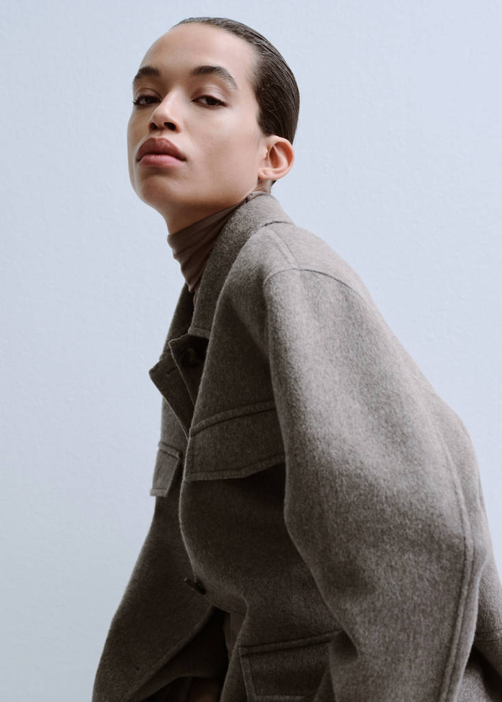 Wool jacket with pockets — Medium Brown