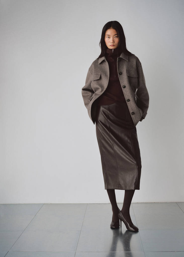 Wool jacket with pockets — Medium Brown