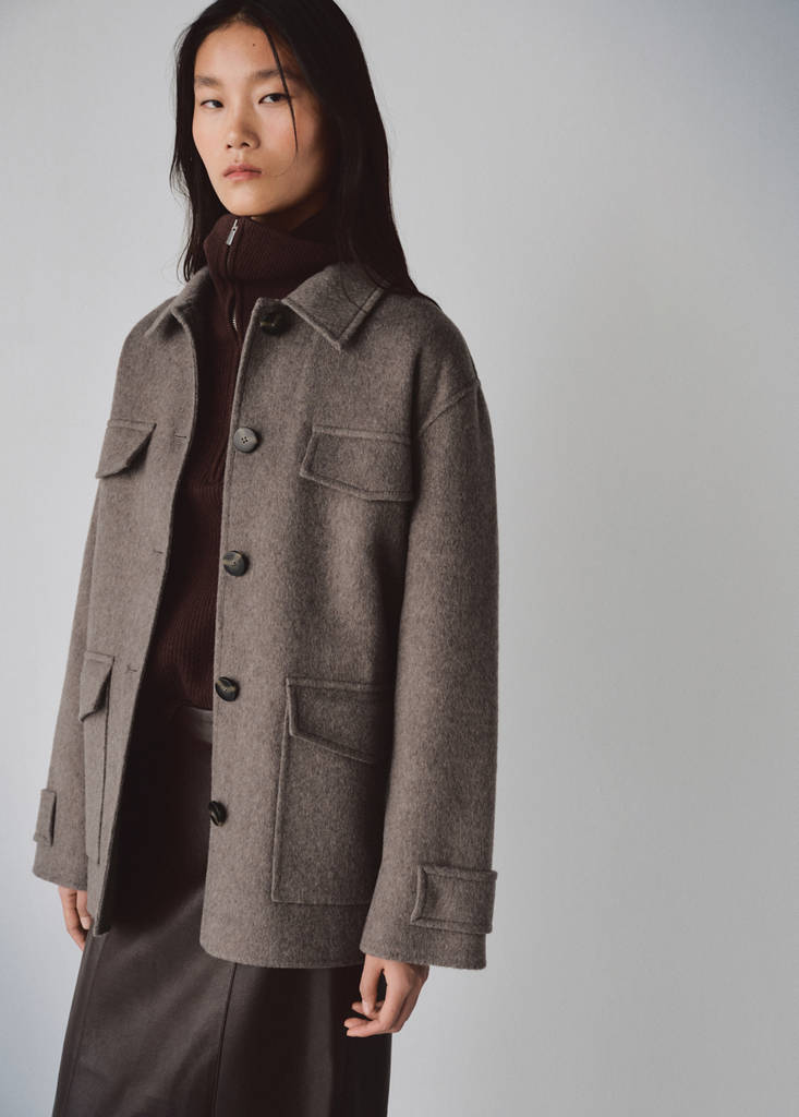 Wool jacket with pockets — Medium Brown