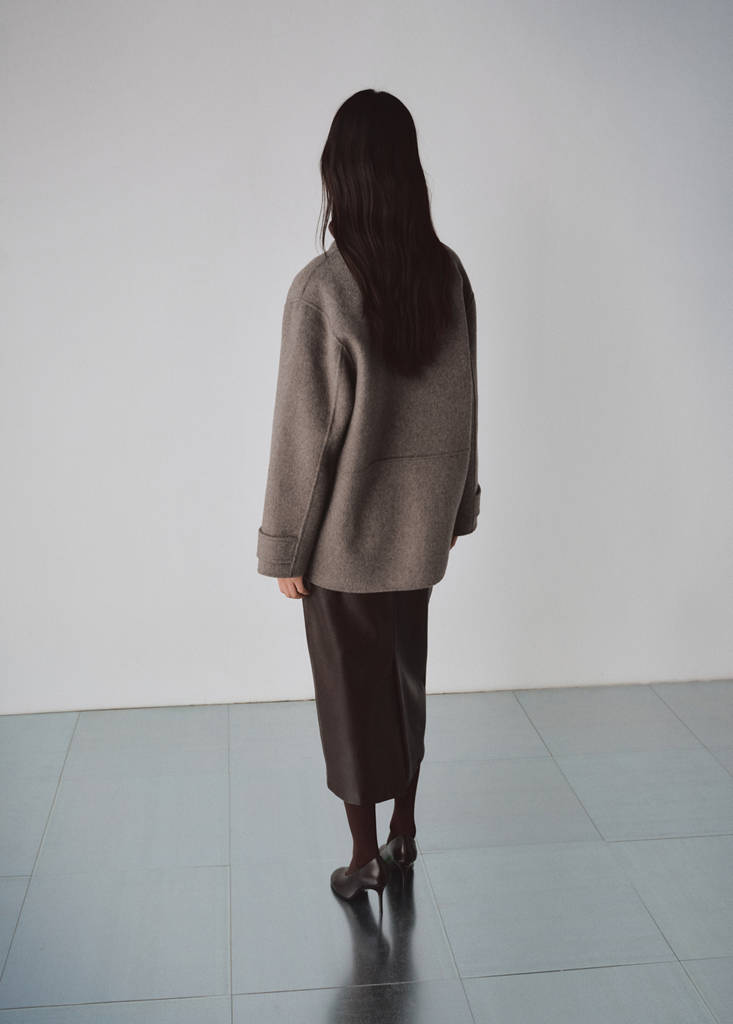 Wool jacket with pockets — Medium Brown