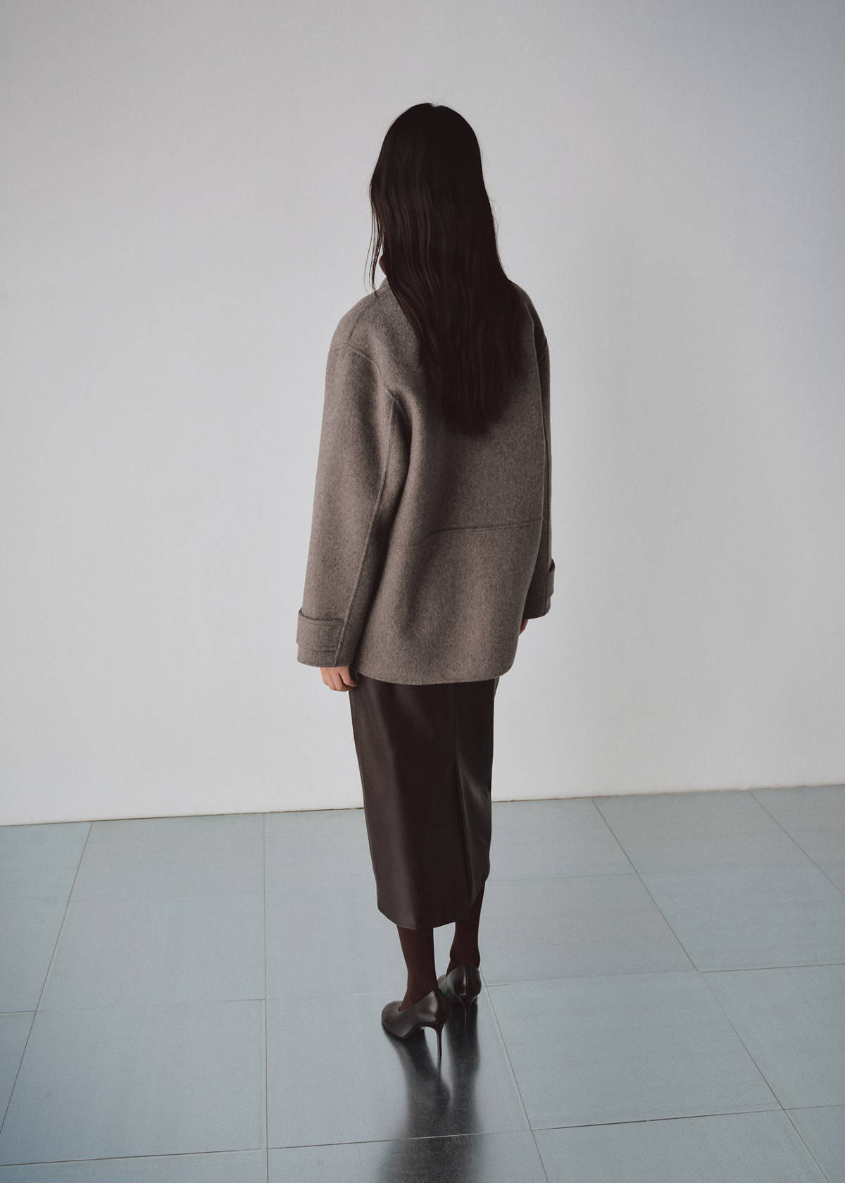 Wool jacket with pockets — Medium Brown