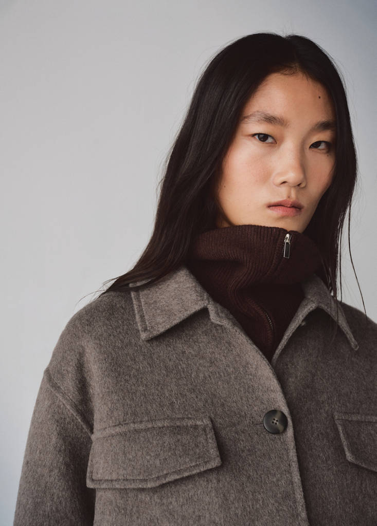 Wool jacket with pockets — Medium Brown