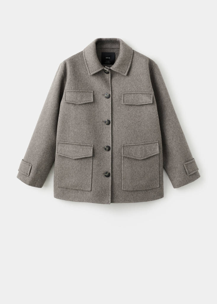 Wool jacket with pockets — Medium Brown
