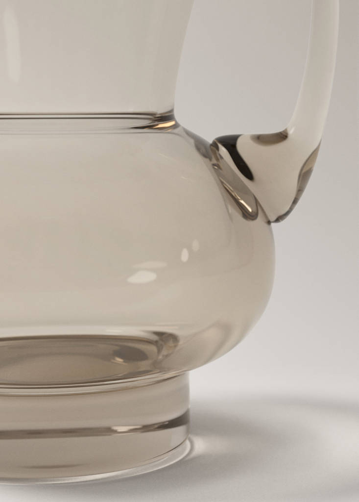 Glass jug with handle — Mink Grey
