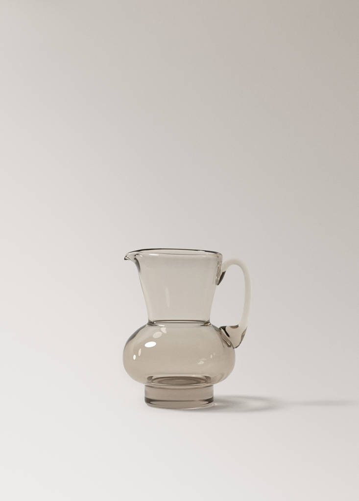 Glass jug with handle — Mink Grey