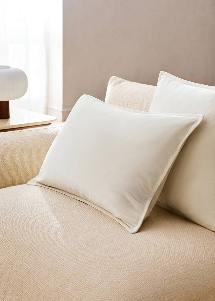 Velvet cushion cover 40x60 cm — Ecru