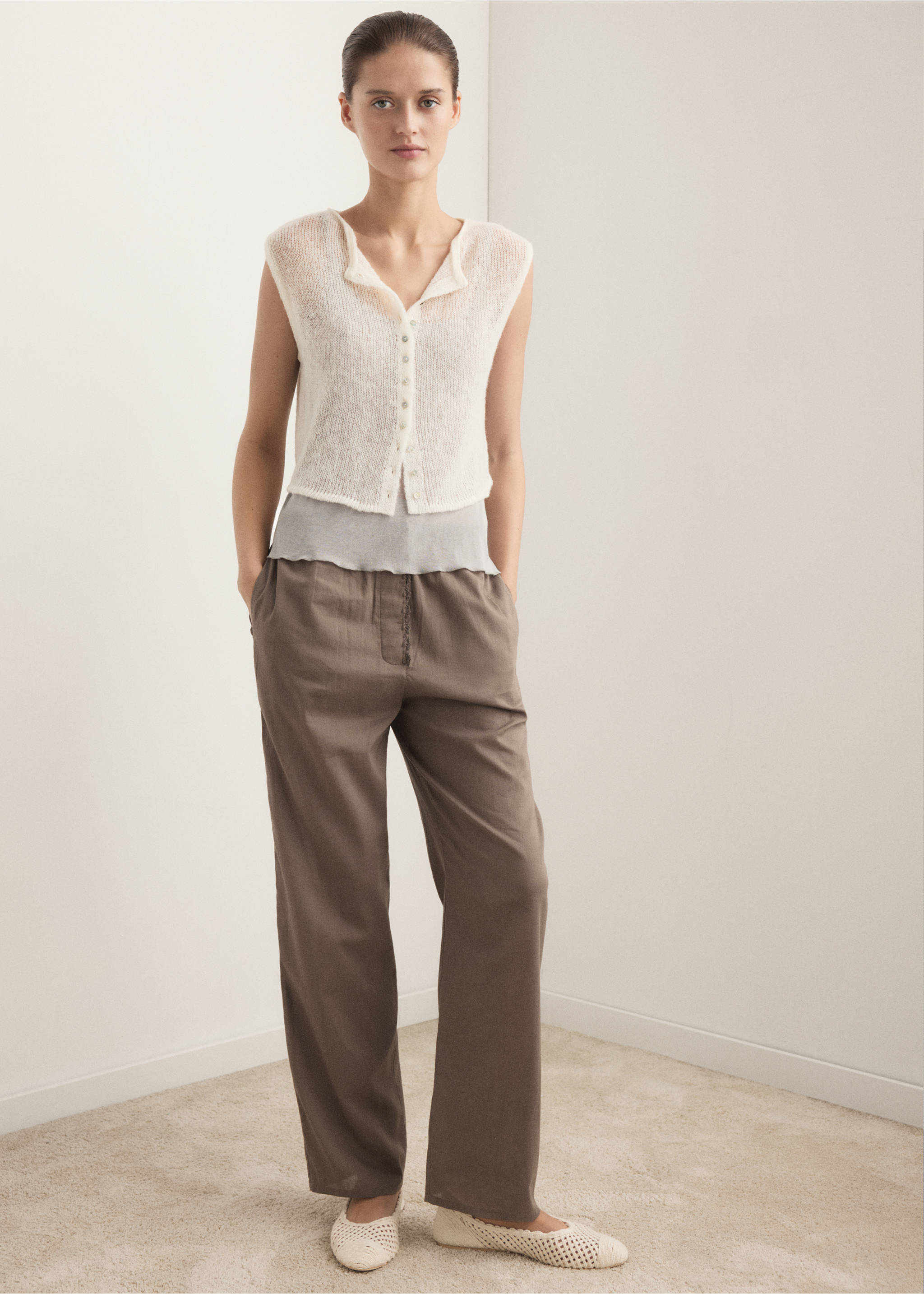Open-knit wool top - General plane, Off White. Ref: 27053314-00.