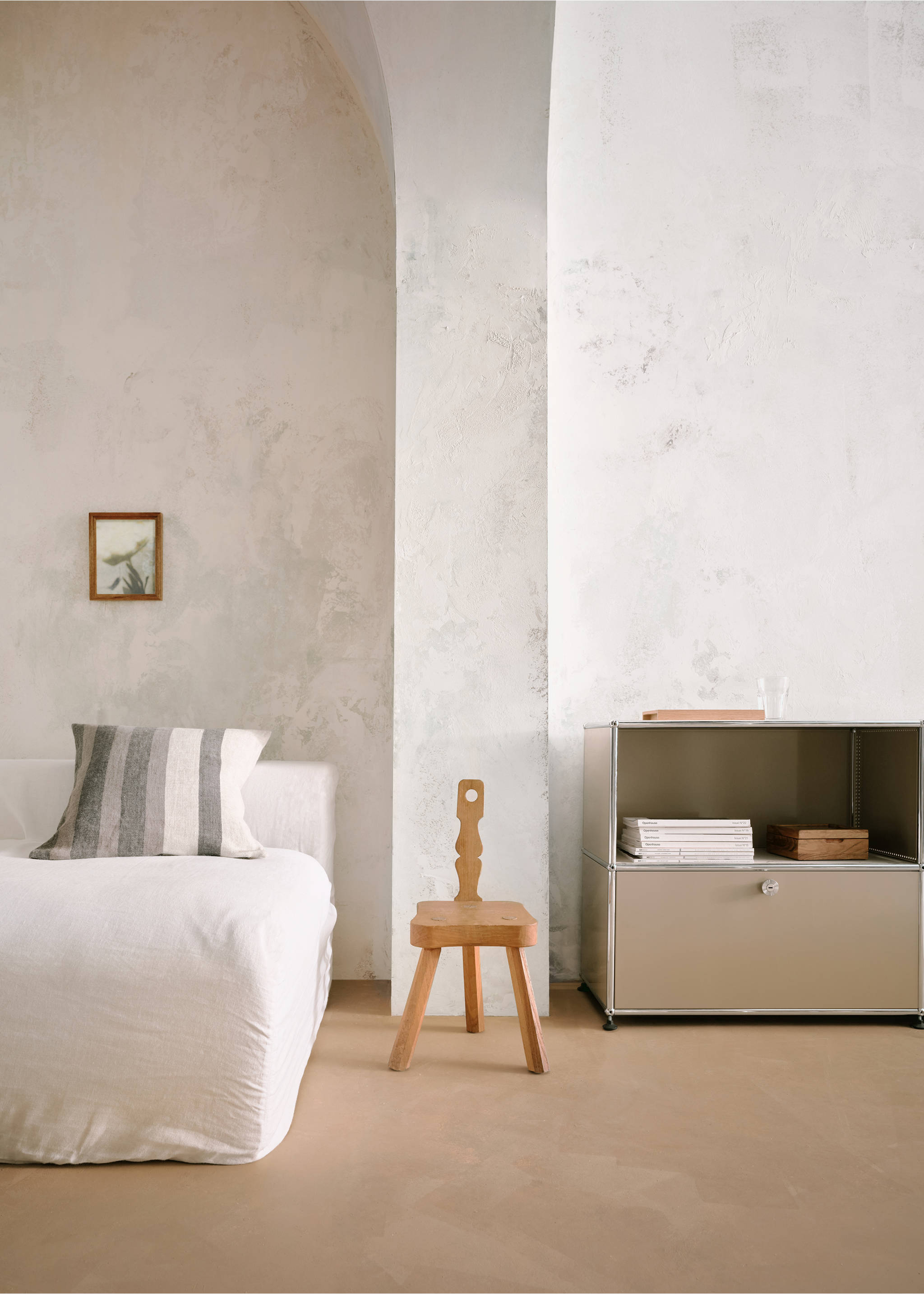 Linen striped cushion cover 50x50 cm - Details of the article 6, Light/Pastel Brown. Ref: 27053315-00.