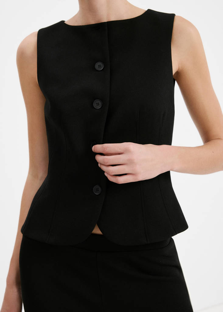 Suit waistcoat with buttons — Black