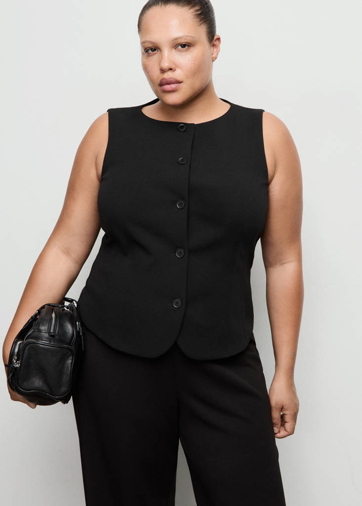Suit waistcoat with buttons — Black