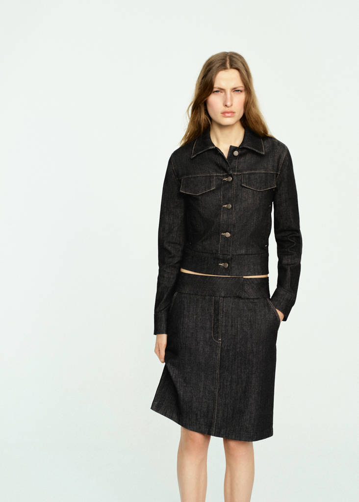 Denim midi-skirt