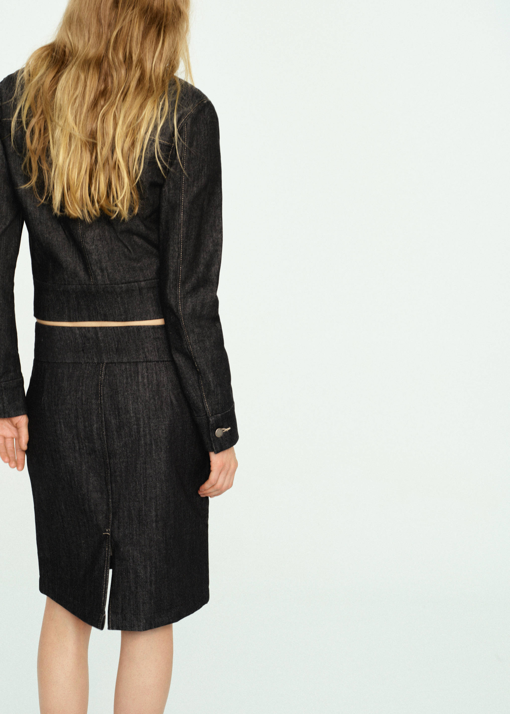 Jupe midi en jean - Verso de l’article, Noir. Ref: 27053319-00.