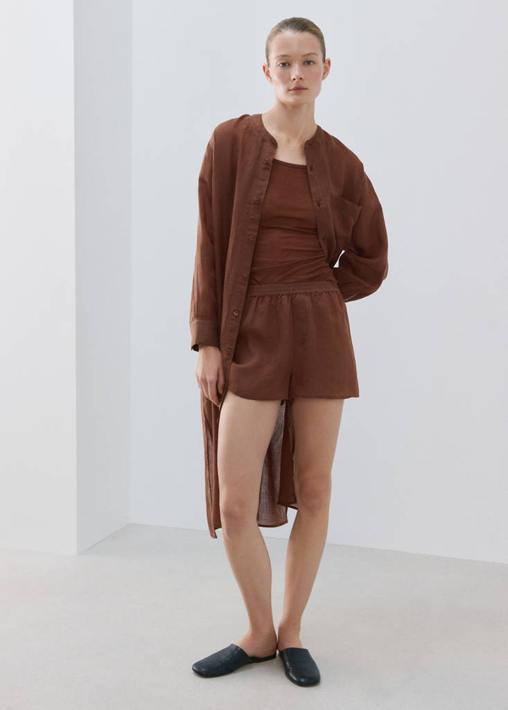 Ramie shorts — Brown