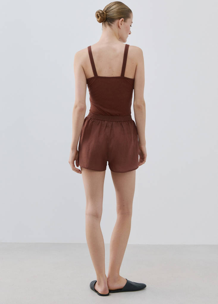 Ramie shorts — Brown