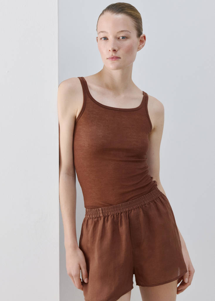 Ramie shorts — Brown
