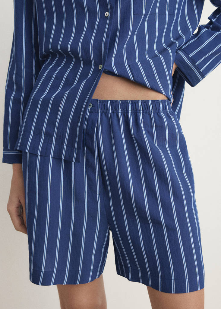Striped pyjama shorts — Indigo Blue
