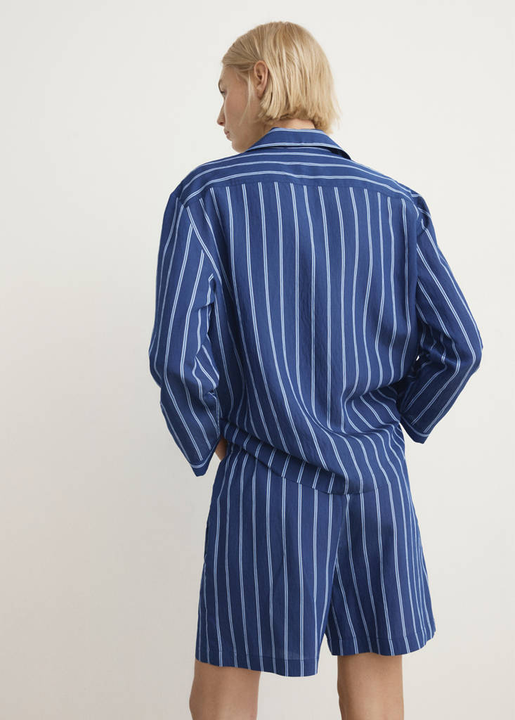 Striped pyjama shorts — Indigo Blue