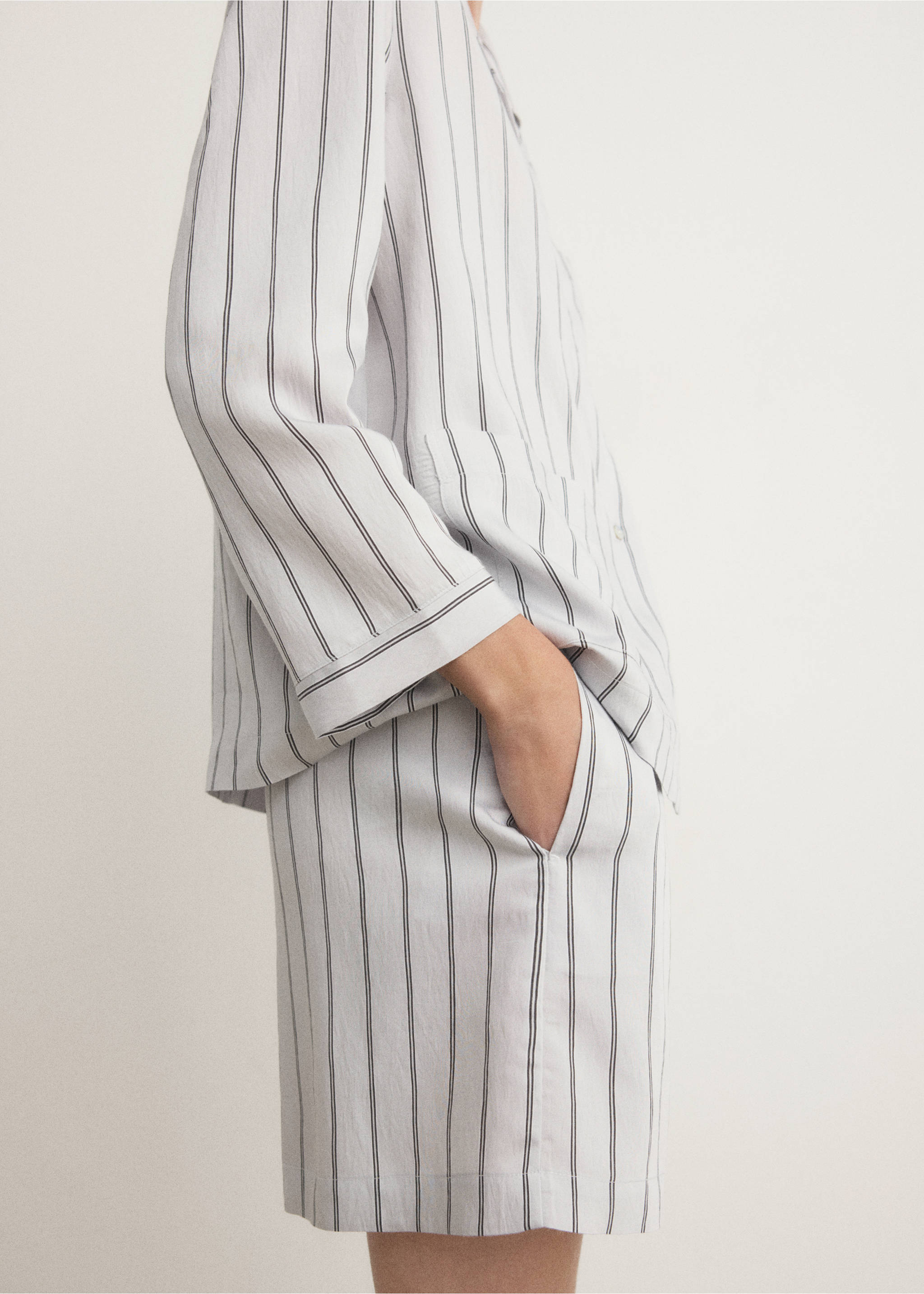 Striped pyjama shorts - Medium plane, Grey. Ref: 27053321-00.