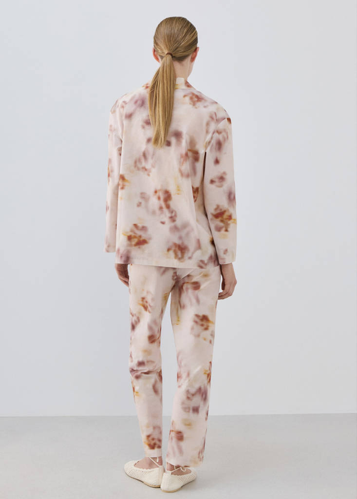 Floral-print cotton pyjama top — Brown