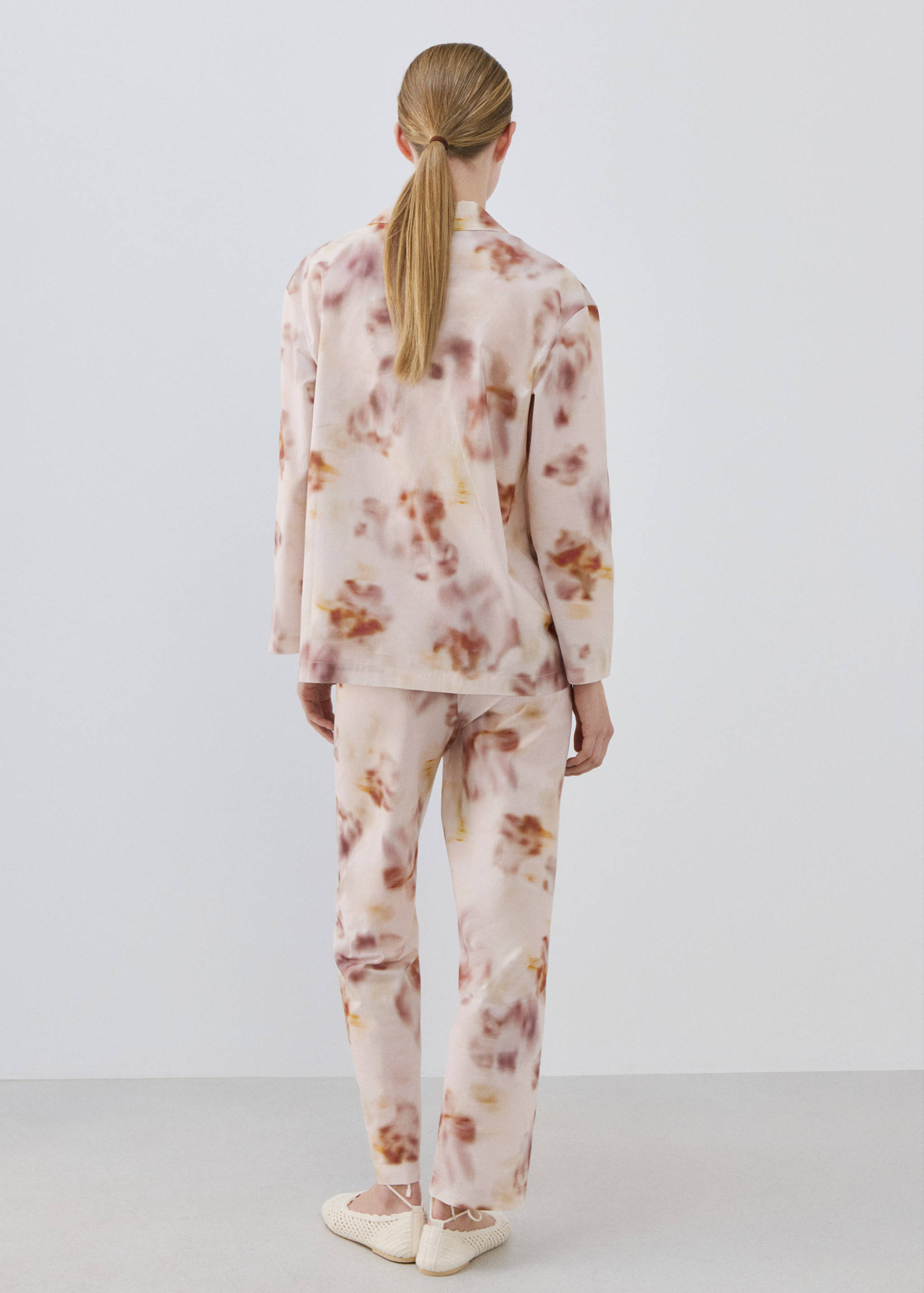 Camisa pijama algodón estampado floral - Reverso del artículo