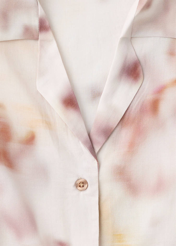 Floral-print cotton pyjama top — Brown