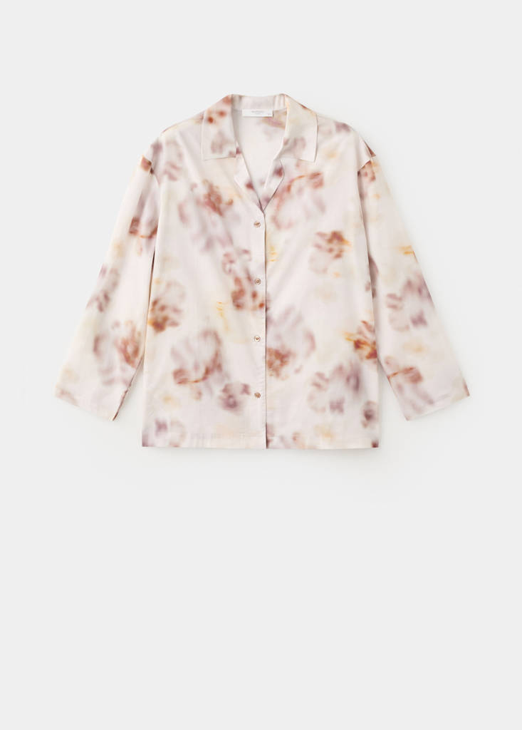 Floral-print cotton pyjama top — Brown