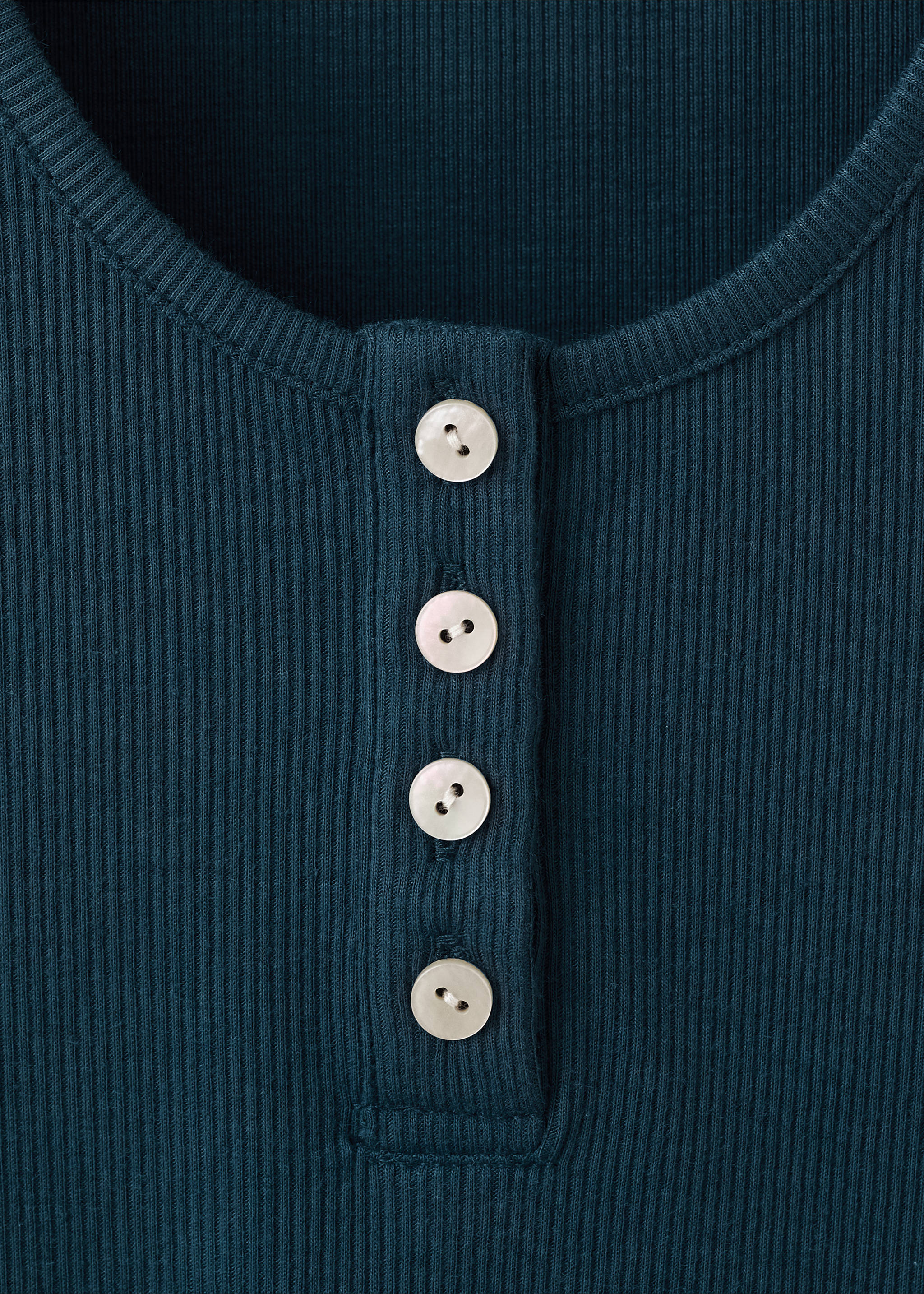 Sleeveless top with round neckline and button detail - Details of the article 0, Dark Navy. Ref: 27053326-00.