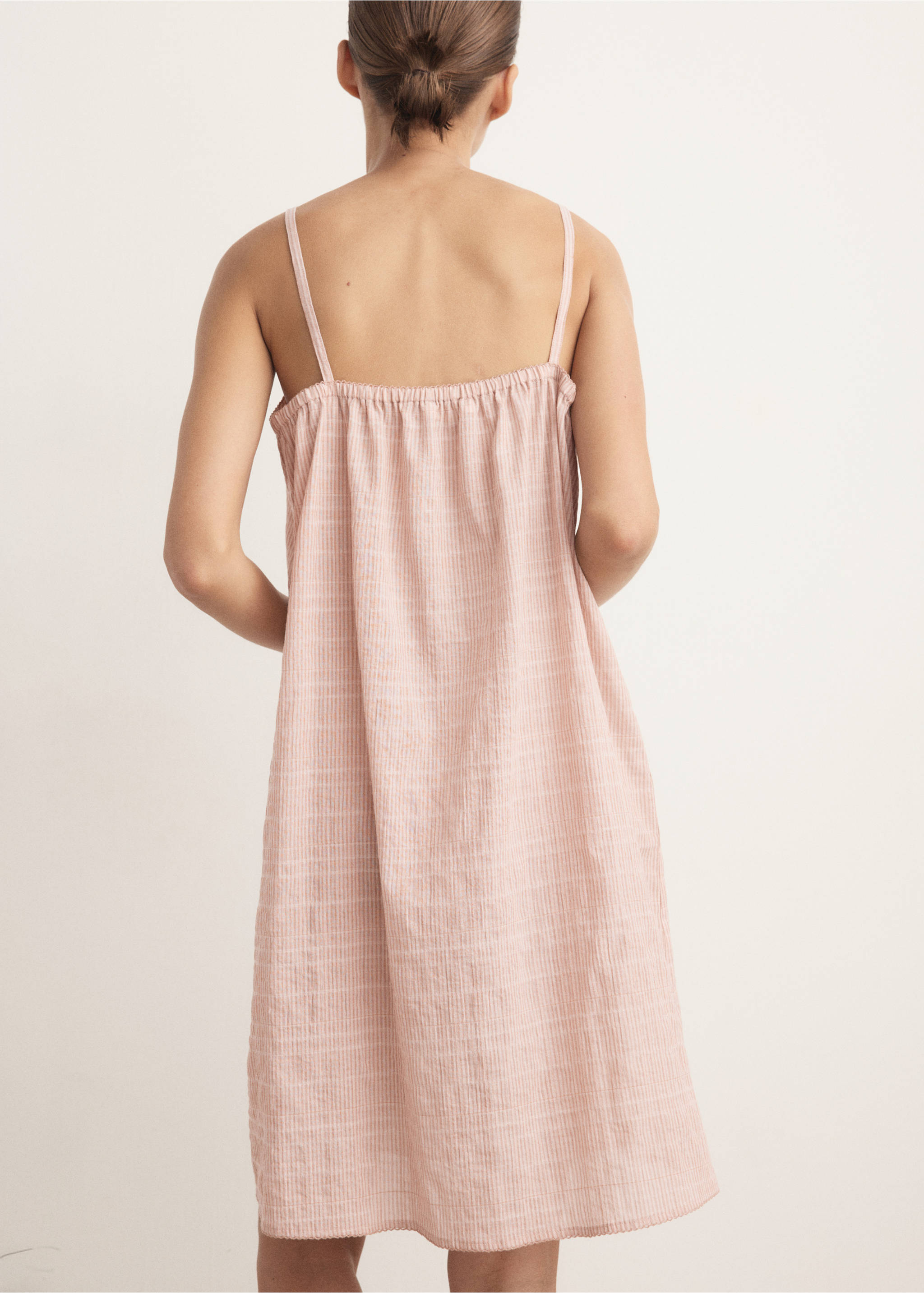 Gaun tidur tali spagthetti katun - Versi terbalik dari barang, Oranye. Ref: 27053327-00.