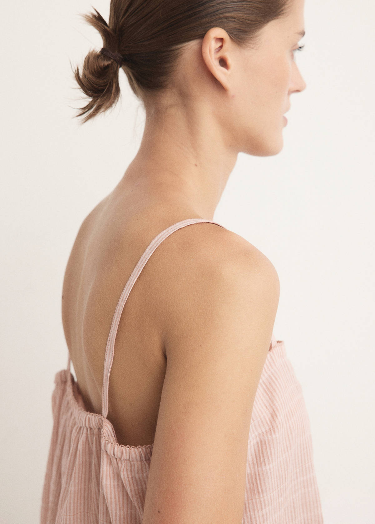 Cotton spaghetti-strap nightgown — Orange