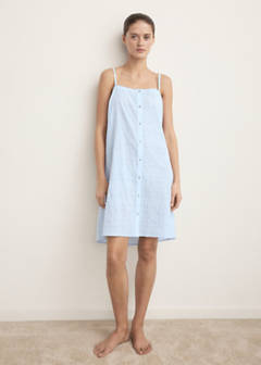 Cotton spaghetti-strap nightgown — Blue 2