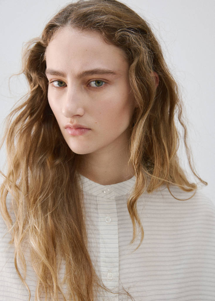 Striped pyjama shirt — White