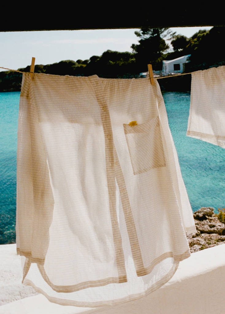 Striped pyjama shirt — White