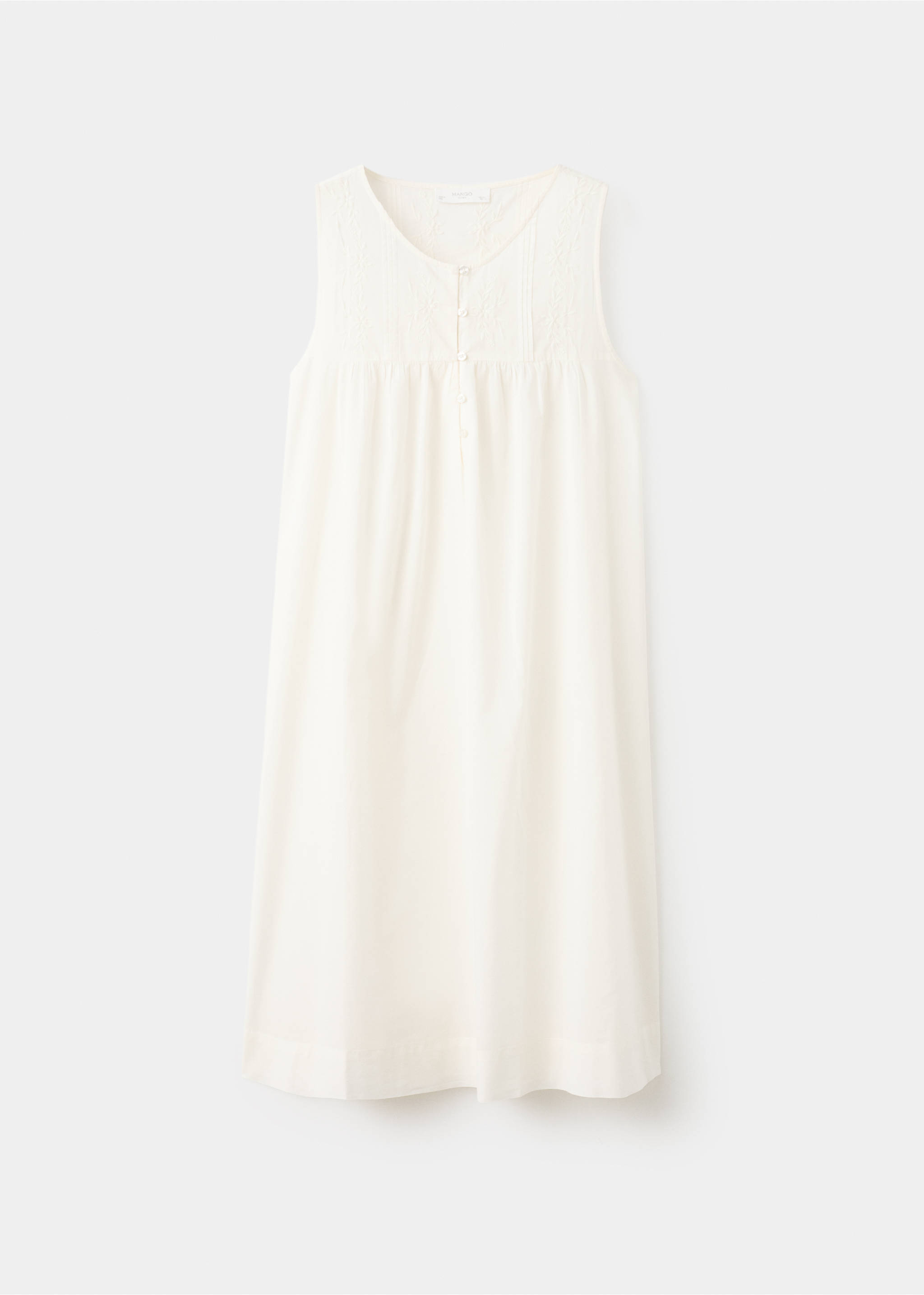 Cotton nightdress with embroidered detail - Article without model, Ivory White. Ref: 27053332-00.