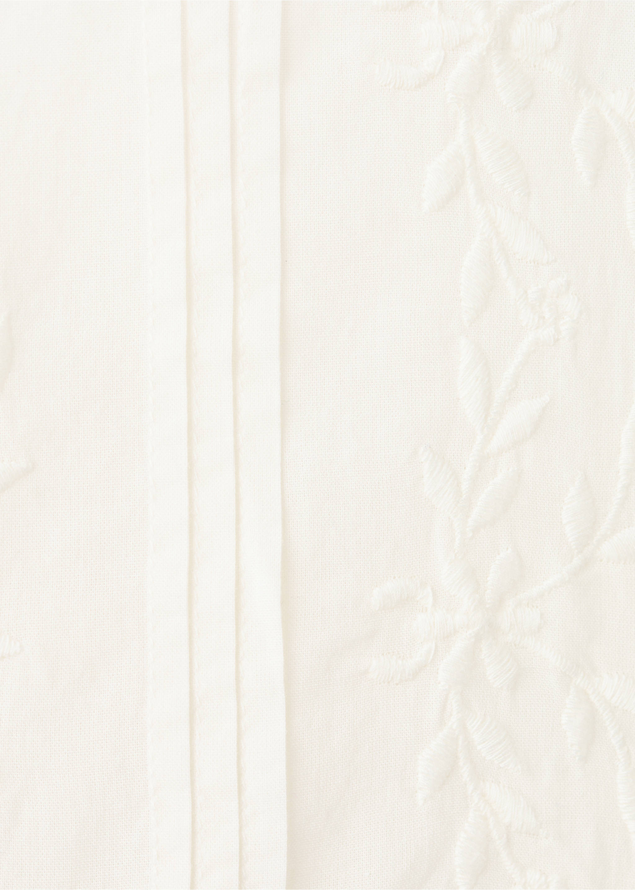 Cotton nightdress with embroidered detail - Details of the article 0, Ivory White. Ref: 27053332-00.