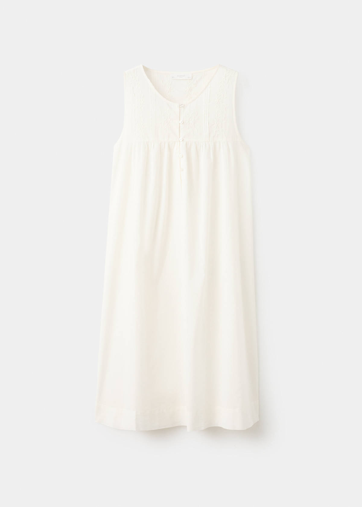 Cotton nightdress with embroidered detail — Ivory White