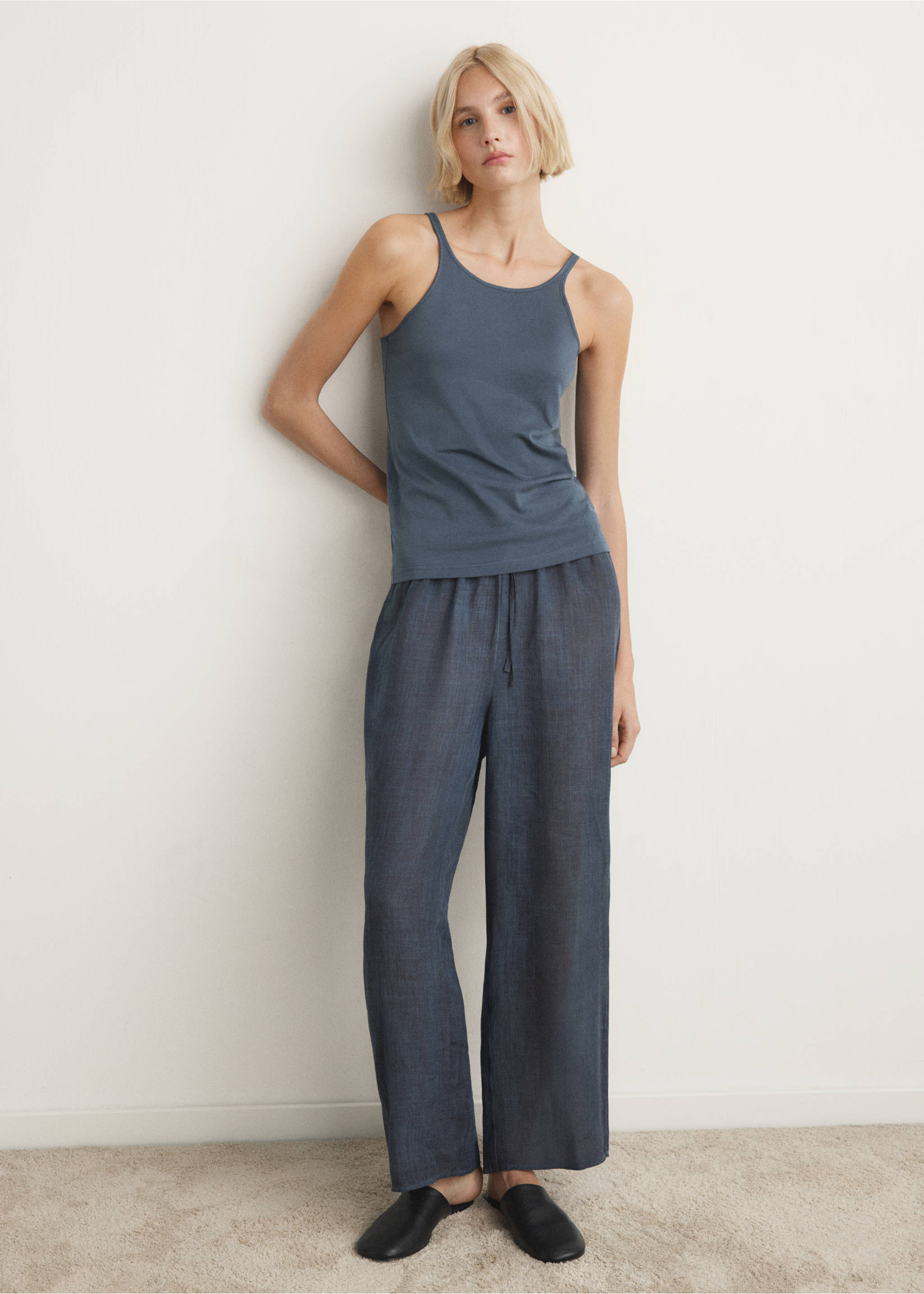 Τοπ βαμβάκι λεπτή τιράντα - Γενικό πλάνο, Μπλε Λουλακί. Ref: 27053333-00.