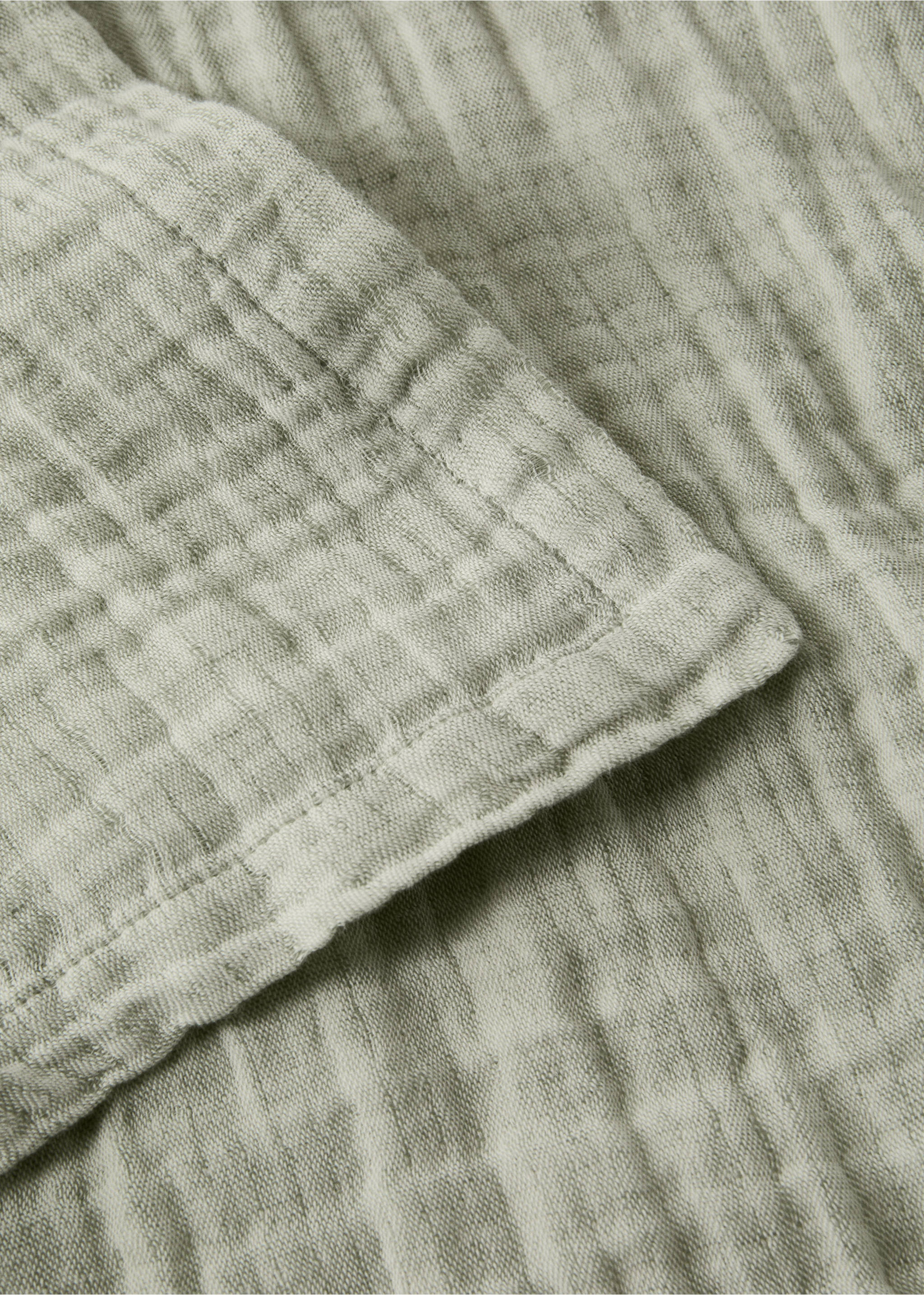 Linen cotton melange bedspread for Bed 180/200 cm - Details of the article 2, Pastel Green. Ref: 27053334-00.