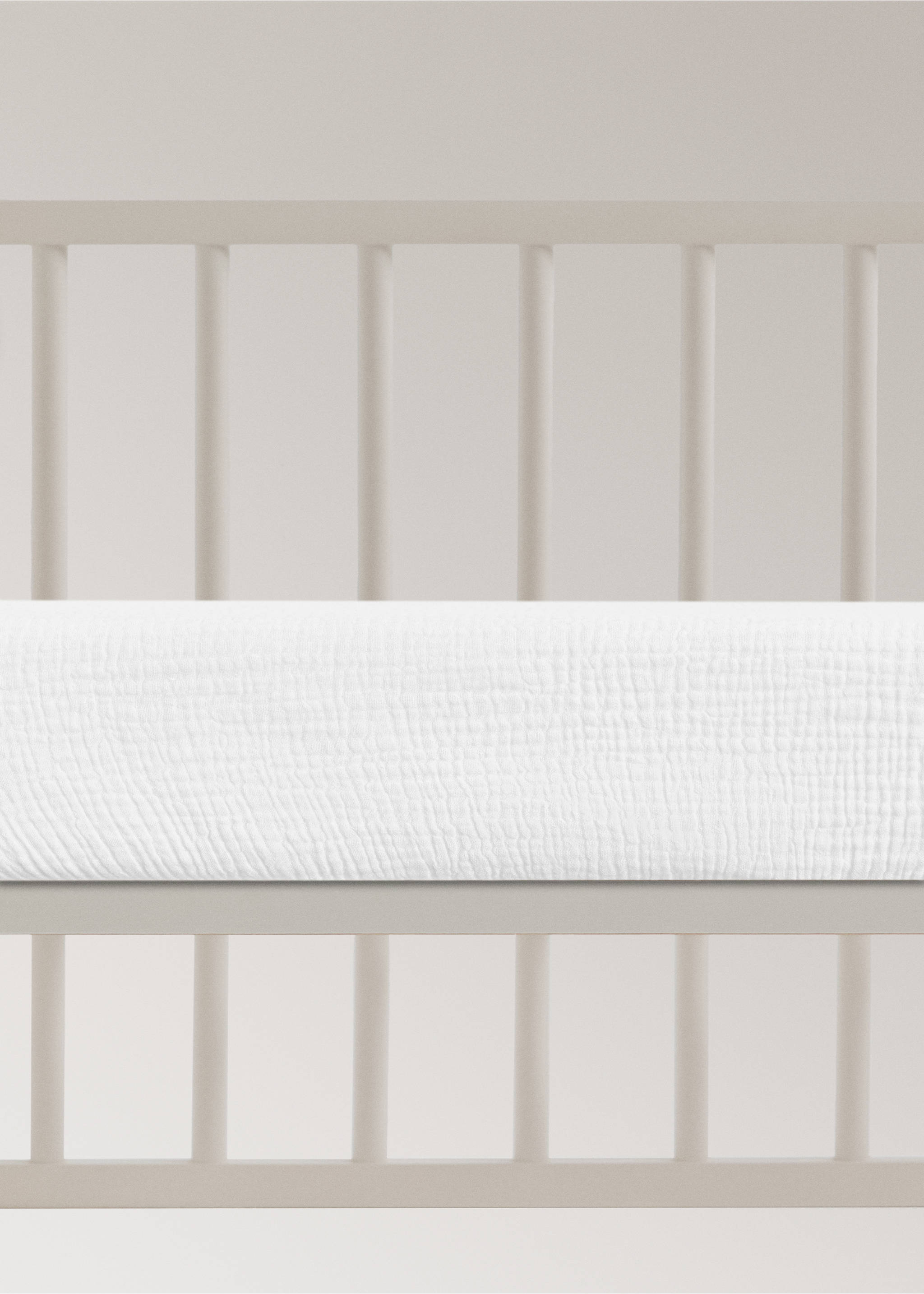 Cot bed fitted sheet gauze fabric - Article without model, Off White. Ref: 27053335-00.