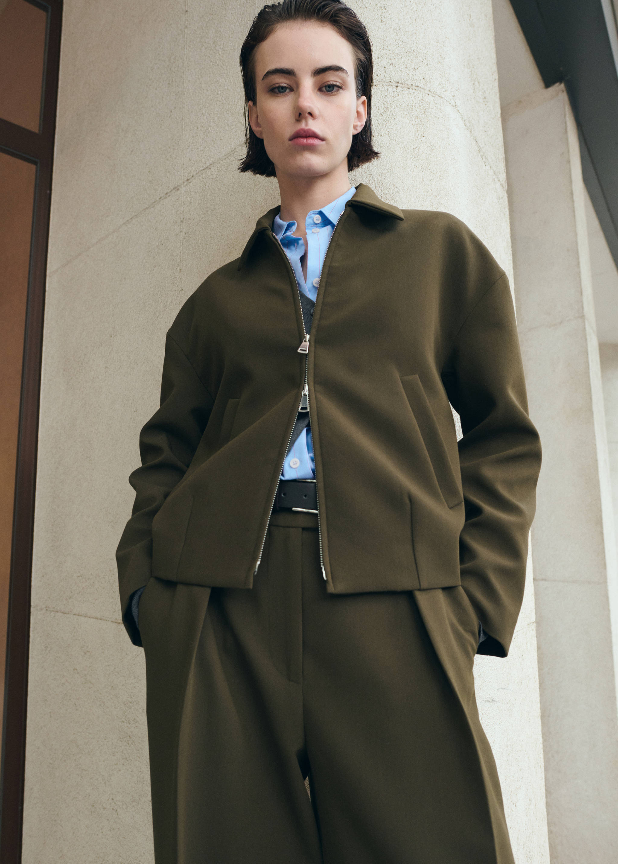 衬衫领飞行员夹克 - null