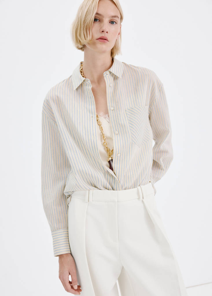 Wide leg mid-rise pleated trousers — White