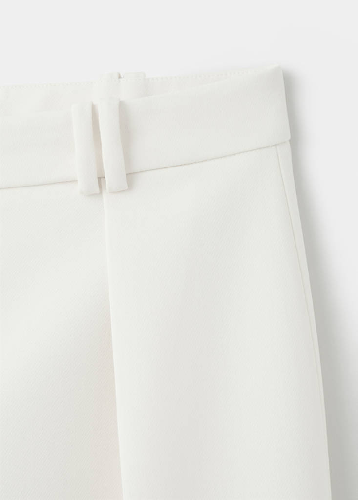 Wide leg mid-rise pleated trousers — White