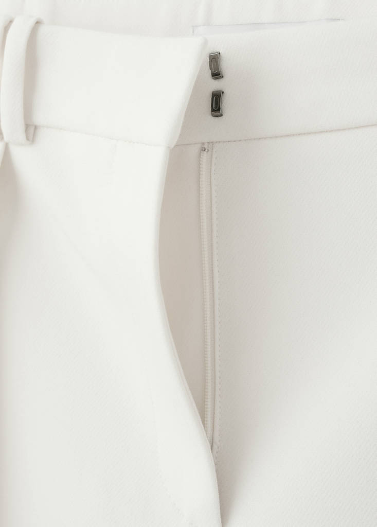 Wide leg mid-rise pleated trousers — White