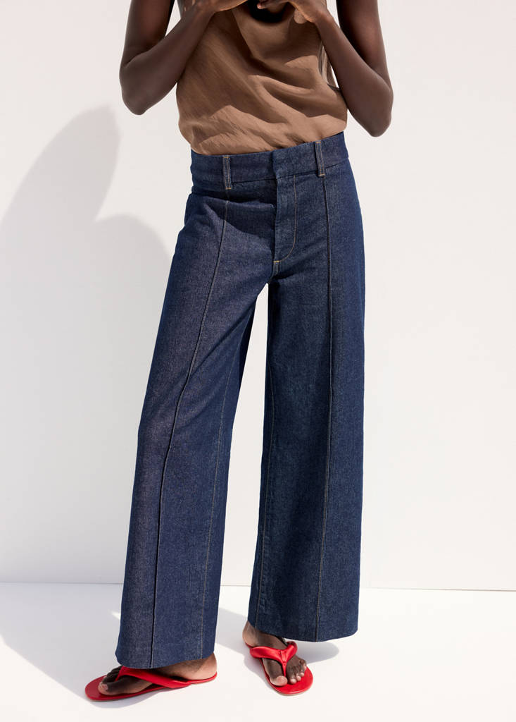 High-waisted wide leg jeans with stitching — Open Blue