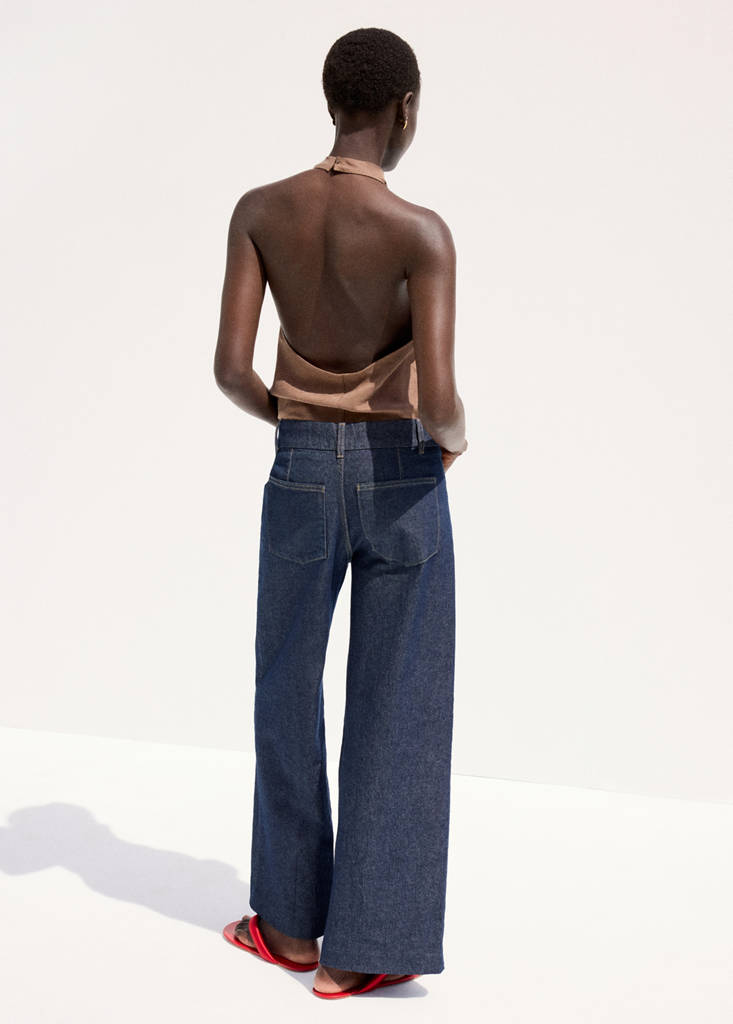 High-waisted wide leg jeans with stitching — Open Blue