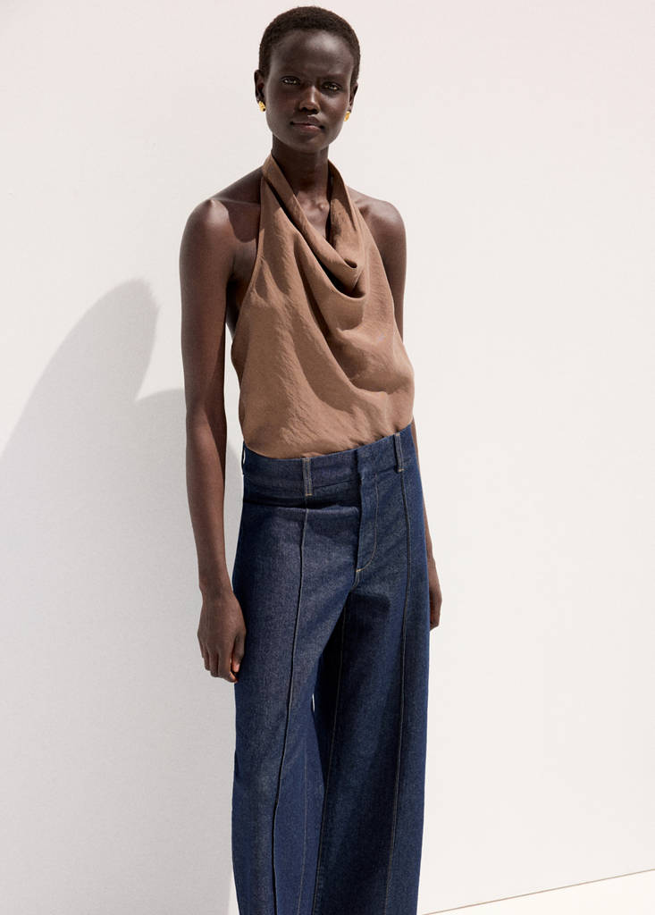 High-waisted wide leg jeans with stitching — Open Blue
