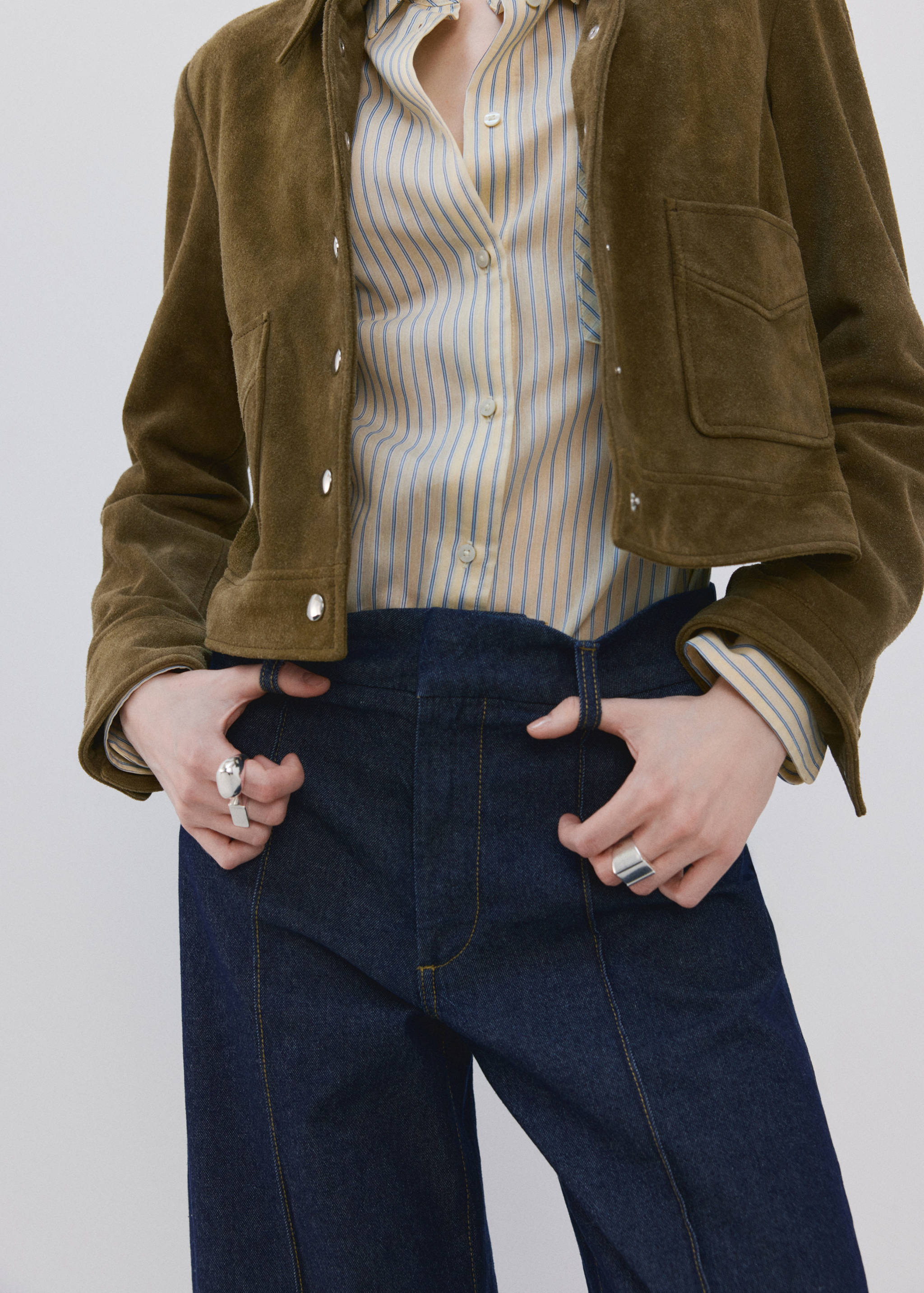 Джинсы wide leg с высокой посадкой и декоративными швами - Деталь изделия 1